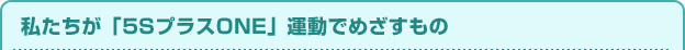 私たちが「5SプラスONE」運動でめざすもの